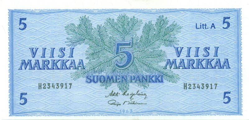 5 Markkaa 1963 Litt.A H2343917 kl.7